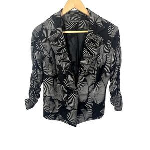 BOHO CHIC Women's One Button Zipper Detail Cropped Jacket/Blazer Black Large